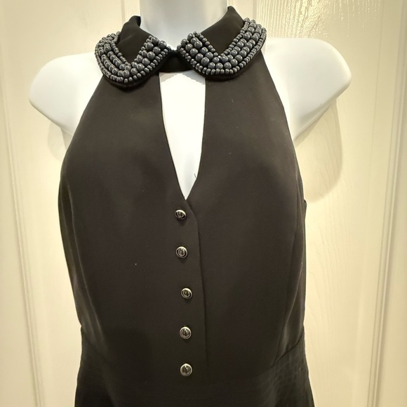 Anthropology, Elevenses Black Halter with beaded collar Jumpsuit size 2 - Picture 4 of 11